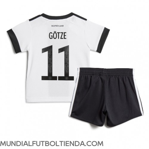 Camiseta Alemania Mario Gotze #11 Primera Equipación Replica Mundial 2022 para niños mangas cortas (+ Pantalones cortos)
